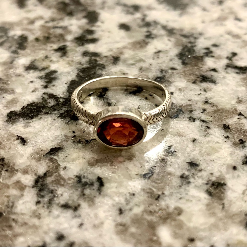 Sterling Silver and Garnet Ring